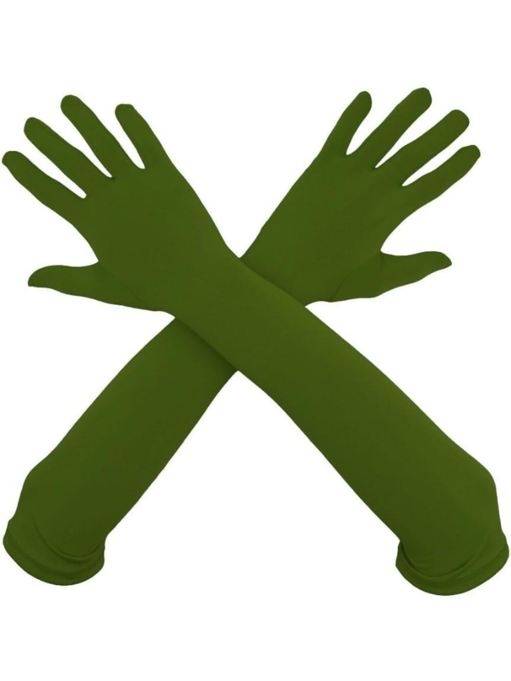 Women's Army Green 18" Elbow Length Stretchy Costume Bridesmaids Spandex Gloves